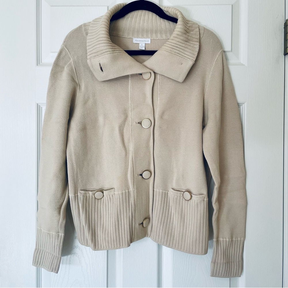 EUC 🤍 Charter Club Soft Rib Knit Cardigan Cozy Chic Button Front Sweater